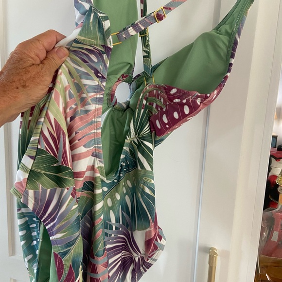 Bleu Rod Beattie Multi-Color Leaf Swimsuit Size 10 - Picture 2 of 6